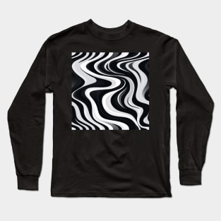 Monochrome Waves: Modern Abstract Ebb and Flow Long Sleeve T-Shirt